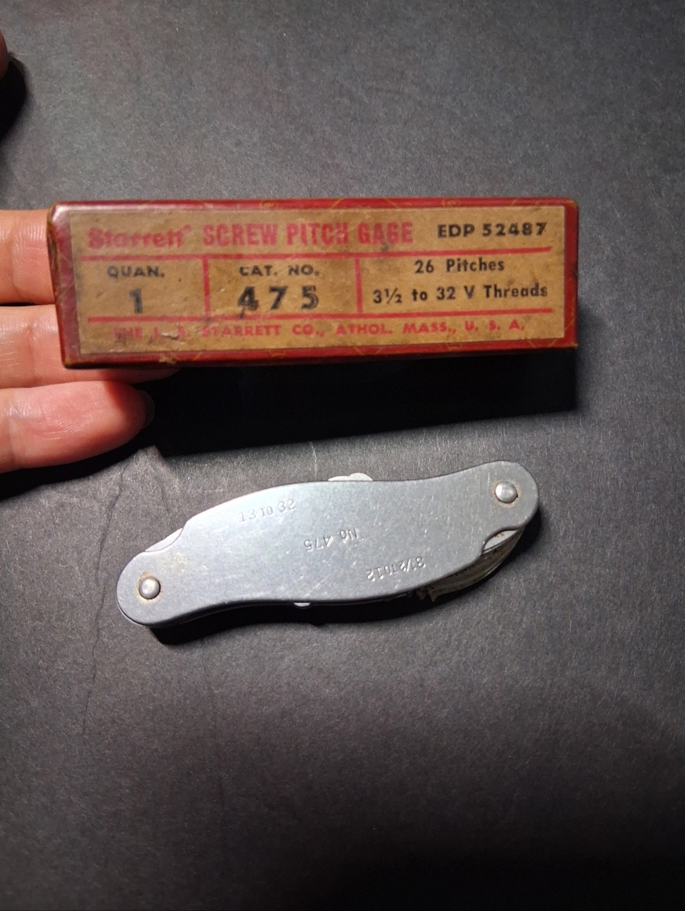 Starrett Screw Pitch Gage Vintage